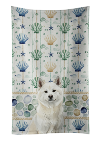White Akita Coastal Sea Glass Kitchen Towel