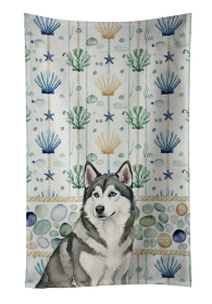 Gray and White Alaskan Malamute Coastal Sea Glass Kitchen Towel