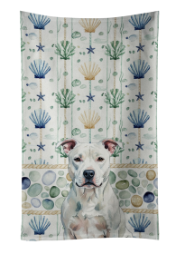 White American Staffordshire Terrier Coastal Sea Glass Kitchen Towel