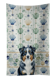 Black Australian Shepherd Coastal Sea Glass Kitchen Towel