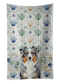 Blue Merle Australian Shepherd Coastal Sea Glass Kitchen Towel