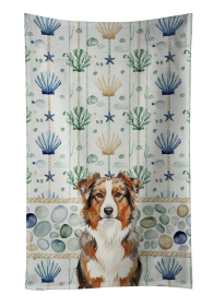 Red Merle Australian Shepherd Coastal Sea Glass Kitchen Towel