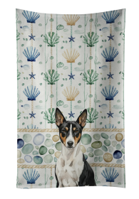 Black and White Basenji Coastal Sea Glass Kitchen Towel