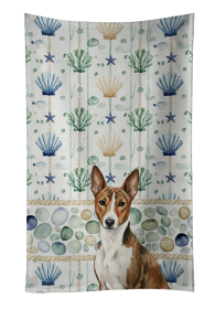 Brindle and White Basenji Coastal Sea Glass Kitchen Towel