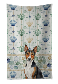 Tricolor and White Basenji Coastal Sea Glass Kitchen Towel