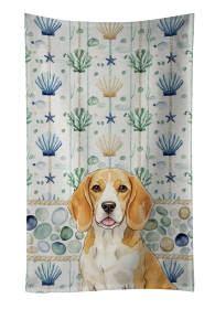 Lemon and White Beagle Coastal Sea Glass Kitchen Towel