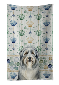 Bearded Collie Coastal Sea Glass Kitchen Towel