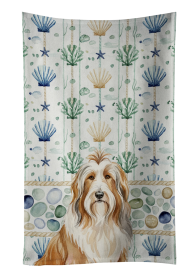 Fawn Bearded Collie Coastal Sea Glass Kitchen Towel