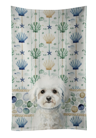 Bichon Frise Coastal Sea Glass Kitchen Towel