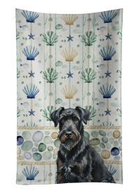 Black Russian Terrier Coastal Sea Glass Kitchen Towel