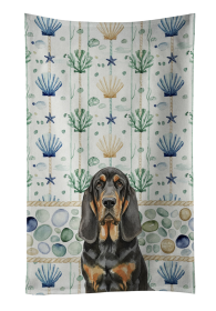 Black and Tan Bloodhound Coastal Sea Glass Kitchen Towel