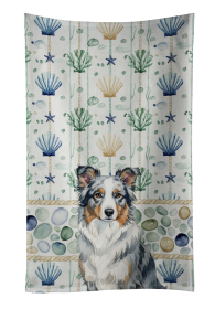 Blue Merle Border Collie Coastal Sea Glass Kitchen Towel