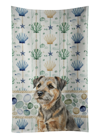 Grizzle and Tan Border Terrier Coastal Sea Glass Kitchen Towel