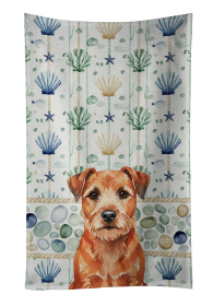 Red Border Terrier Coastal Sea Glass Kitchen Towel