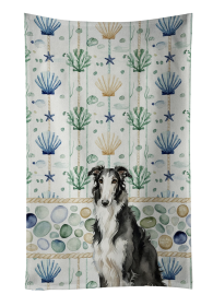 Black and White Borzoi Coastal Sea Glass Kitchen Towel