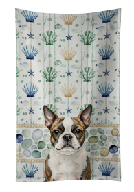 Brindle Boston Terrier Coastal Sea Glass Kitchen Towel