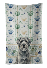 Gray Bouvier des Flandres Coastal Sea Glass Kitchen Towel
