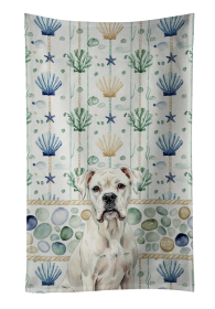 White Boxer Coastal Sea Glass Kitchen Towel