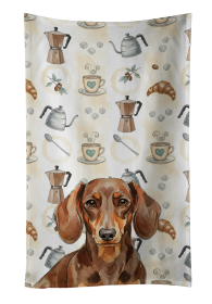 Chocolate and Tan Dachshund Coffee Bar Kitchen Towel