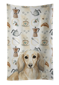 Longhaired Cream Dachshund Coffee Bar Kitchen Towel