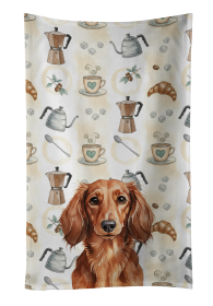 Longhaired Red Dachshund Coffee Bar Kitchen Towel