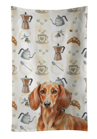 Red Brown Dachshund Coffee Bar Kitchen Towel