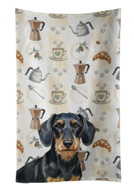 Wirehaired Black and Tan Dachshund Coffee Bar Kitchen Towel