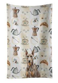 Fawn Doberman Pinscher Coffee Bar Kitchen Towel