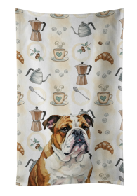 Brindle and White English Bulldog Coffee Bar Kitchen Towel