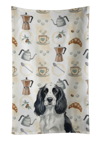 Black and White English Springer Spaniel Coffee Bar Kitchen Towel