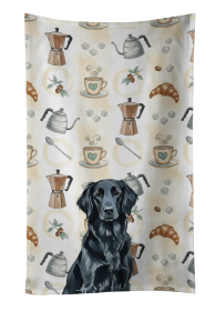 Black Flat-Coated Retriever Coffee Bar Kitchen Towel