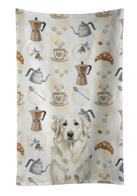 White Great Pyrenees Coffee Bar Kitchen Towel