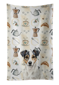 White and Black Jack Russell Terrier Coffee Bar Kitchen Towel