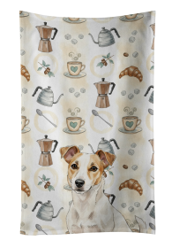 White and Tan Jack Russell Terrier Coffee Bar Kitchen Towel