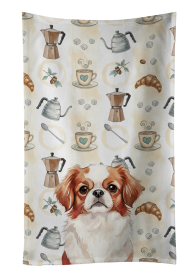 Red and White Japanese Chin Coffee Bar Kitchen Towel