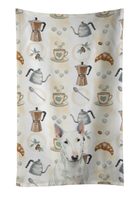 White Miniature Bull Terrier Coffee Bar Kitchen Towel