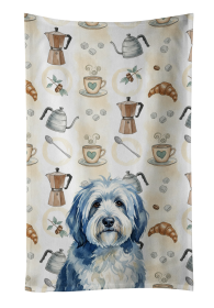 Blue and White Old English Sheepdog Coffee Bar Kitchen Towel