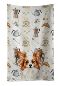White with Red Papillon Coffee Bar Kitchen Towel