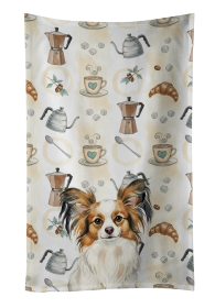 White with Sable Papillon Coffee Bar Kitchen Towel
