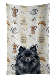 Black Pomeranian Coffee Bar Kitchen Towel