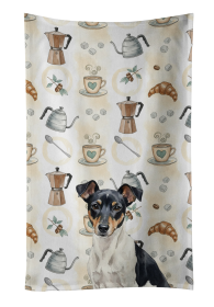 Black and White Rat Terrier Coffee Bar Kitchen Towel