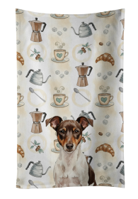Chocolate and White Rat Terrier Coffee Bar Kitchen Towel