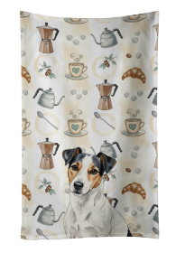 White with Black Markings Russell Terrier Coffee Bar Kitchen Towel