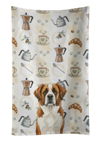 Brown and White Saint Bernard Coffee Bar Kitchen Towel