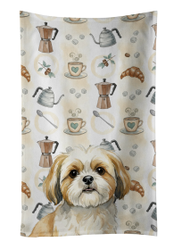 Gold and White Shih Tzu Coffee Bar Kitchen Towel