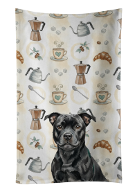 Black Staffordshire Bull Terrier Coffee Bar Kitchen Towel