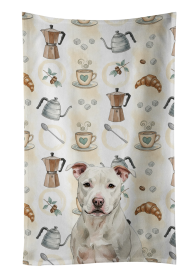 White Staffordshire Bull Terrier Coffee Bar Kitchen Towel