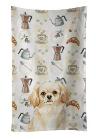 Cream Tibetan Spaniel Coffee Bar Kitchen Towel