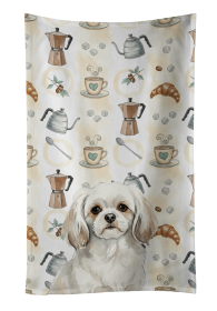 White Tibetan Spaniel Coffee Bar Kitchen Towel