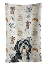 Black and White Tibetan Terrier Coffee Bar Kitchen Towel